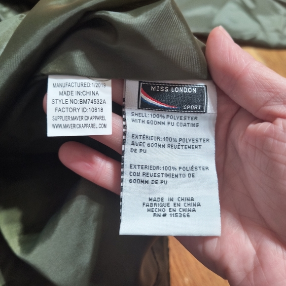 NWT Miss London wind suit jacket, women's 3X, dark green - Picture 6 of 10